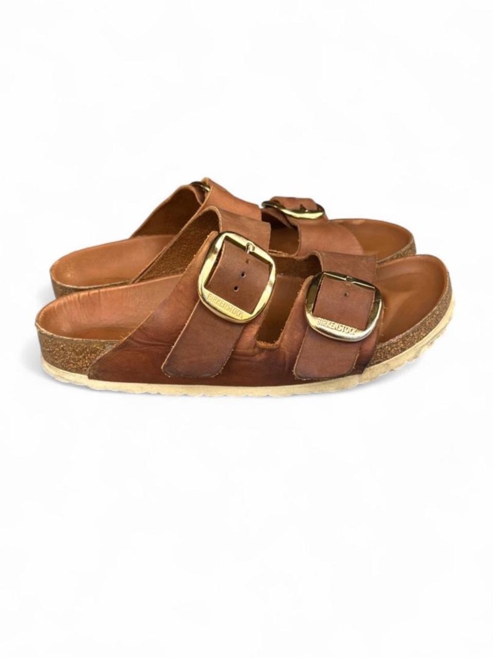 Birkenstock Arizona Big Buckle Oiled Leather Cognac Sandals EU 39 US 8 Narrow - Picture 4 of 8